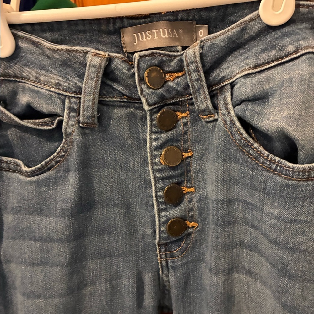 Size 0 Just USA Light Blue High-Rise Button-Fly Jeans
